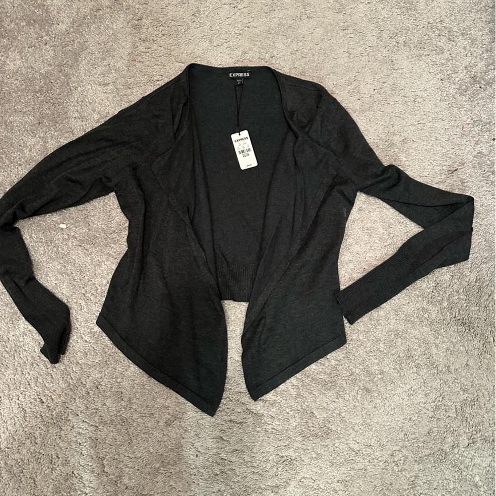 Crop drape front cardigan